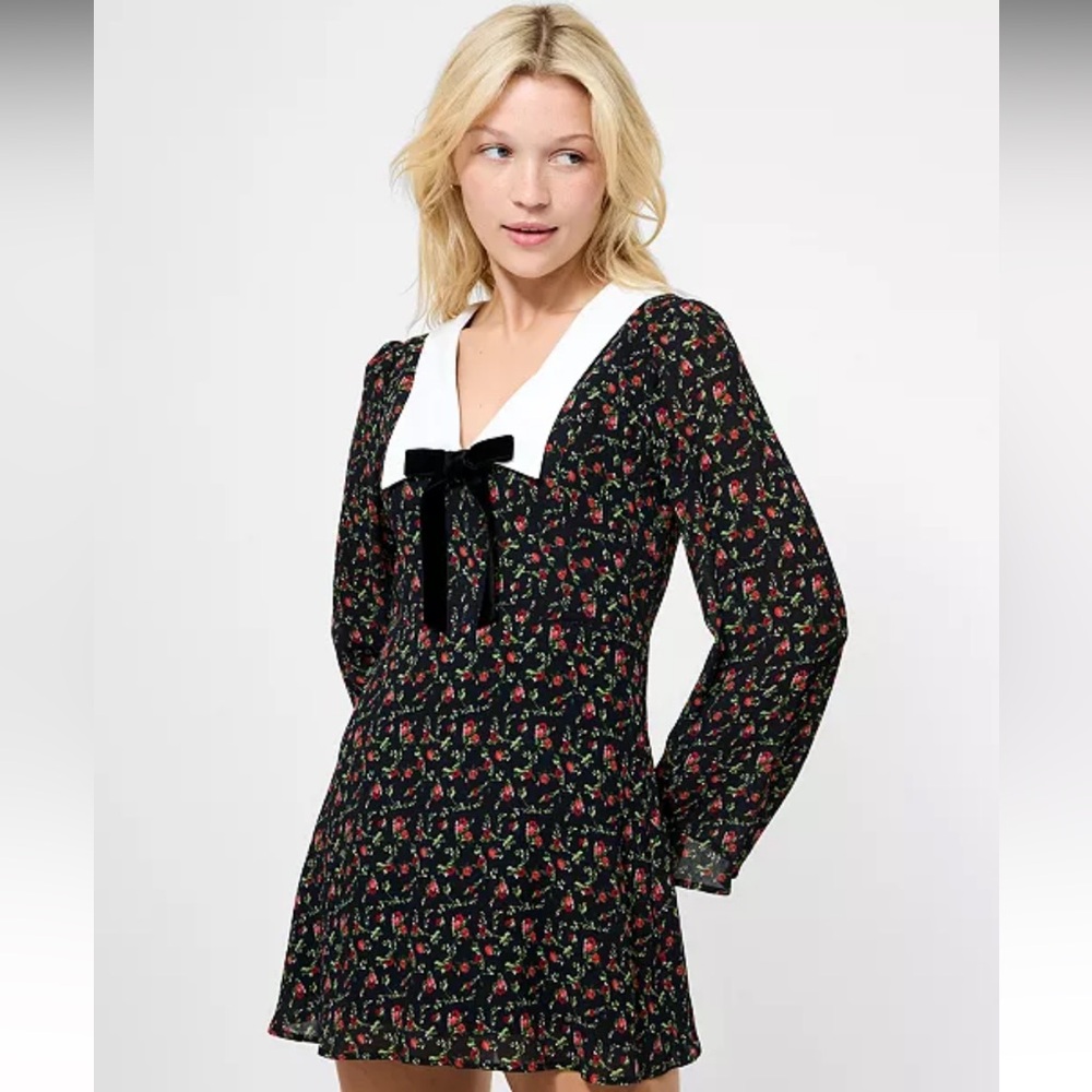 French Connection Yasmin Crepe Collared Mini Dress